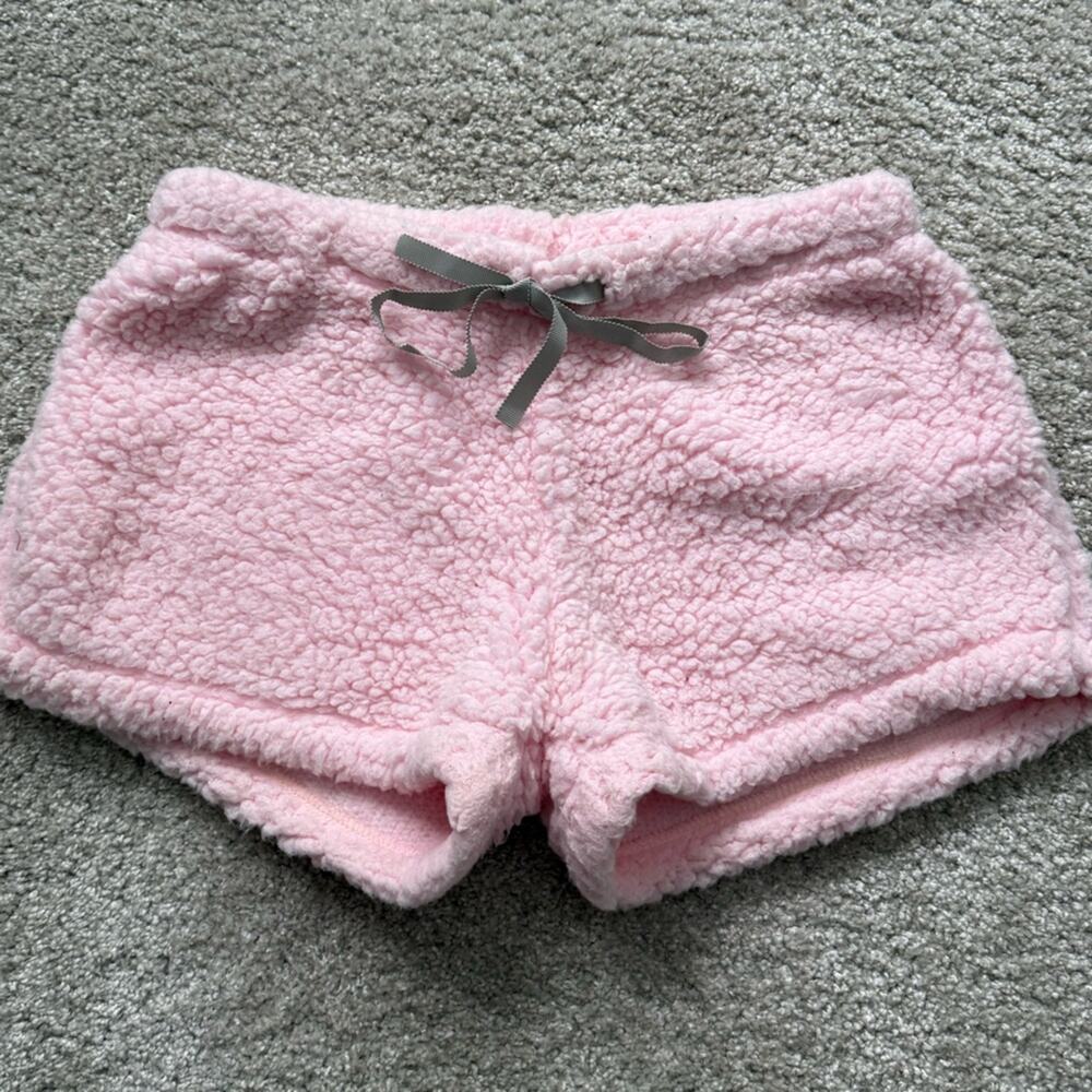 Francesca's Collections Pink Sherpa Fuzzy Shorts